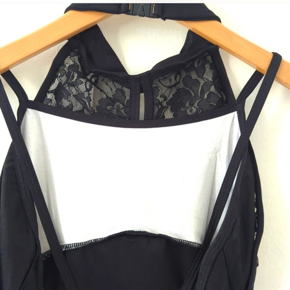 (2) NWT New Dancewear Black Mesh Lace Halter Tank Leotards Dance Gymnastics M - Picture 8 of 8